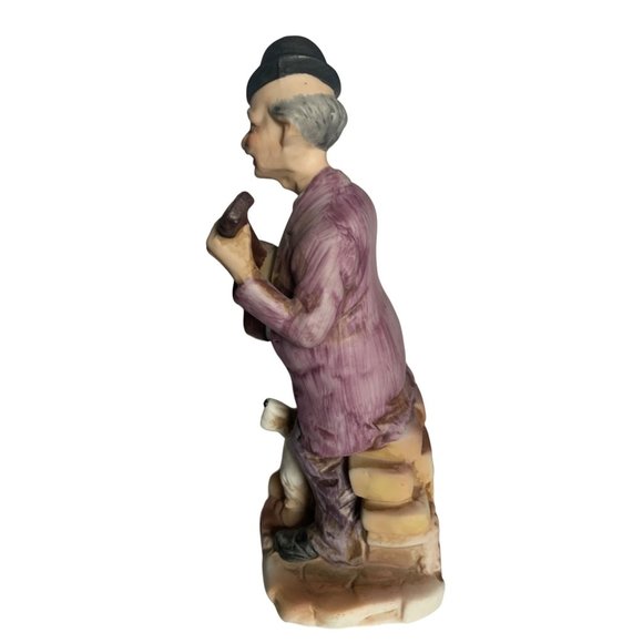 Musician Man With Dog And Guitar 7" Tall 3" Across The Bottom   Good Condition - Picture 5 of 13
